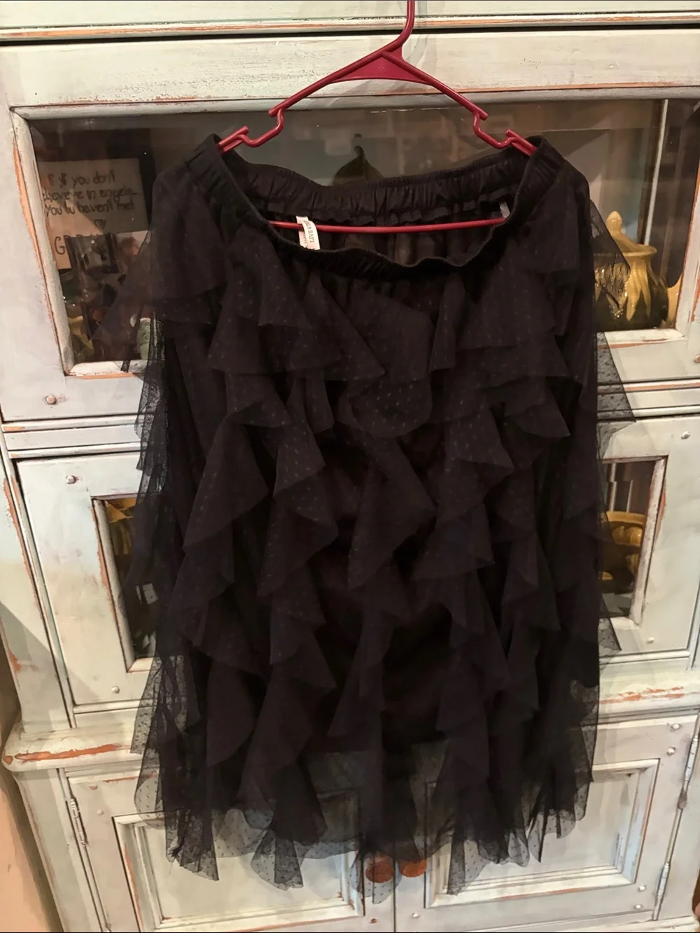 Black Layered Tulle Ruffle Skirt